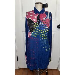 NEW Disney By SATYA PAUL Women’s Button Up Tunic Art To Wear Size L